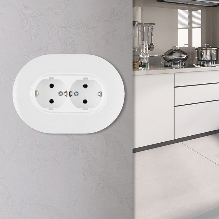 Розетка двойная с заземлением и со шторкой Arte Milano SET08-2 SET08-double-40-2 white