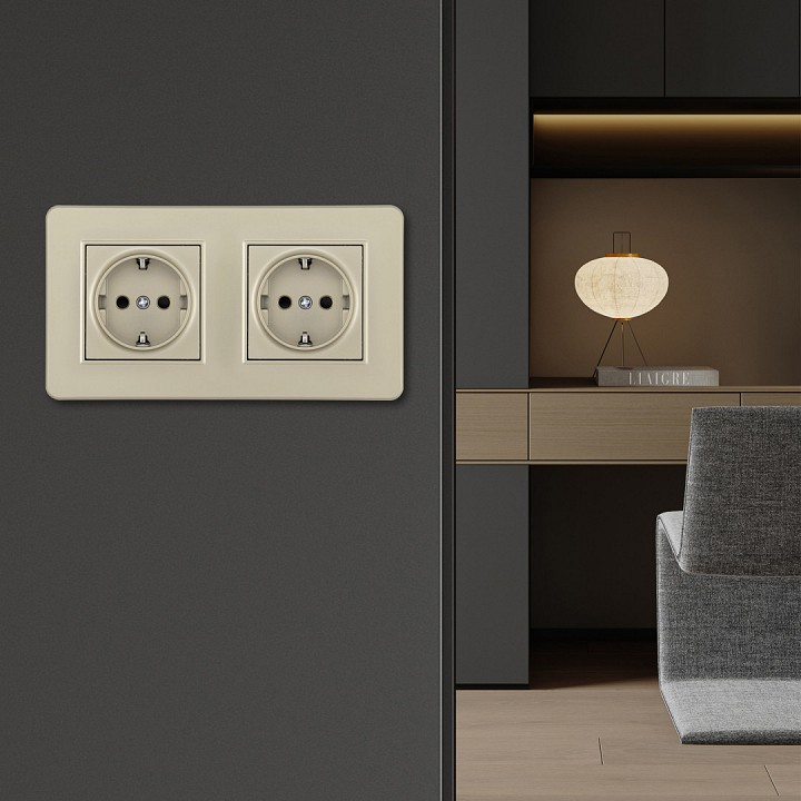 Розетка с заземлением и со шторкой Arte Milano SET16-2 SET16-2-40-1x2 shampan