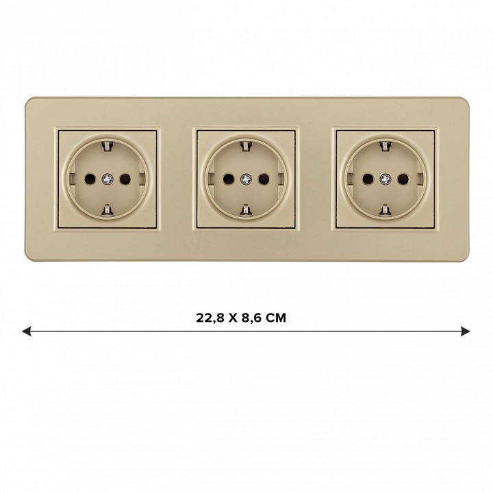 Розетка с заземлением и со шторкой Arte Milano SET16-3 SET16-3-40-1x3 shampan
