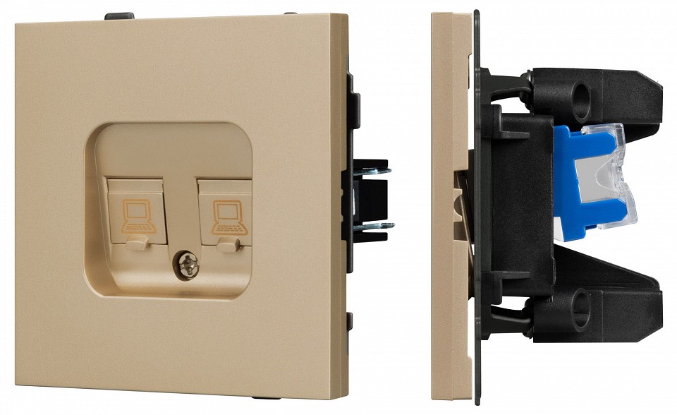 Розетка двойная Ethernet RJ-45 и со шторками, без рамки Arlight SCT-TENDO 054596