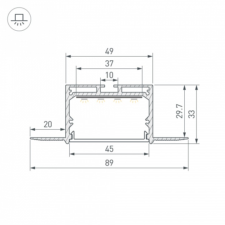Профиль встраиваемый Arlight LINIA45 059471