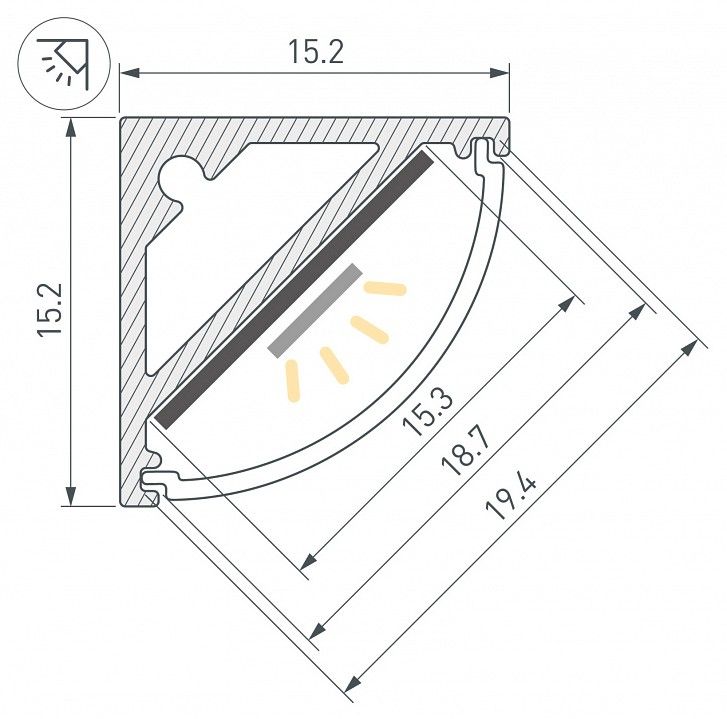 Профиль накладной угловой внутренний Arlight SL-KANT 061356