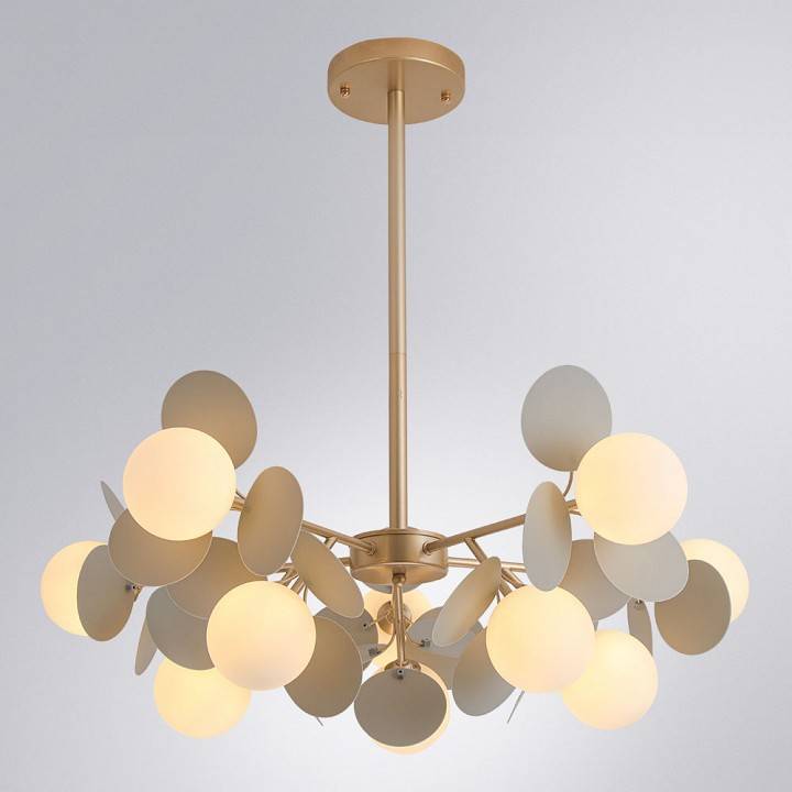 Люстра на штанге Arte Lamp Peacock 10 ламп A1369SP-10GY