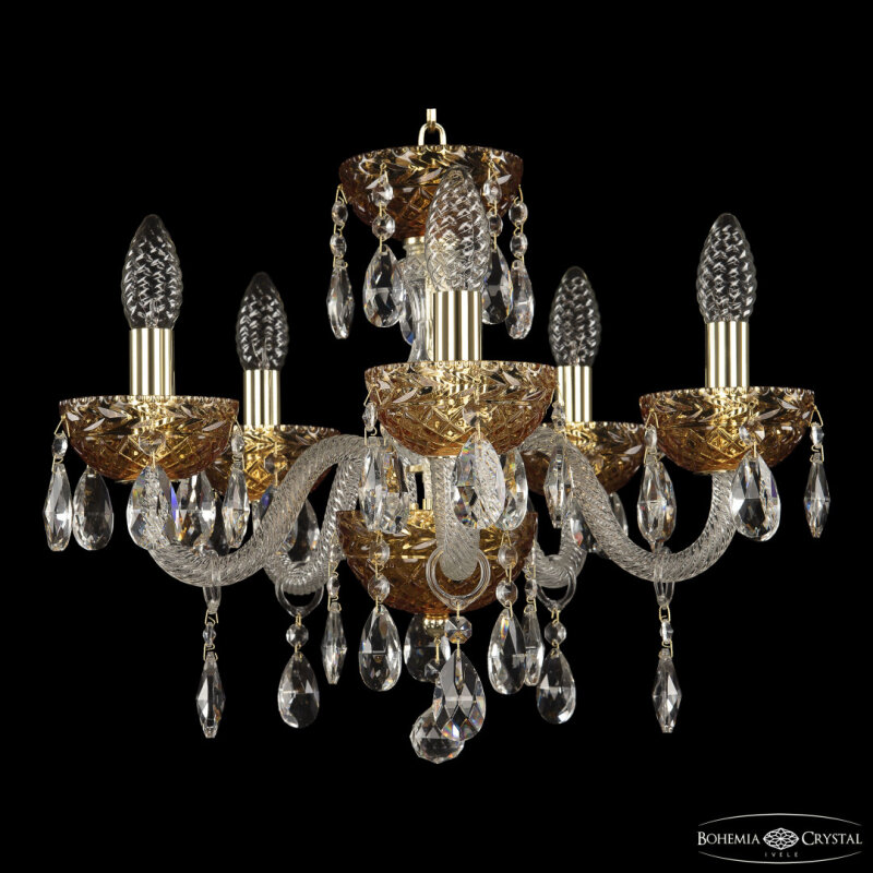 Подвесная люстра Bohemia Ivele Crystal 5417 5417/5/141 G Amber/M-1F