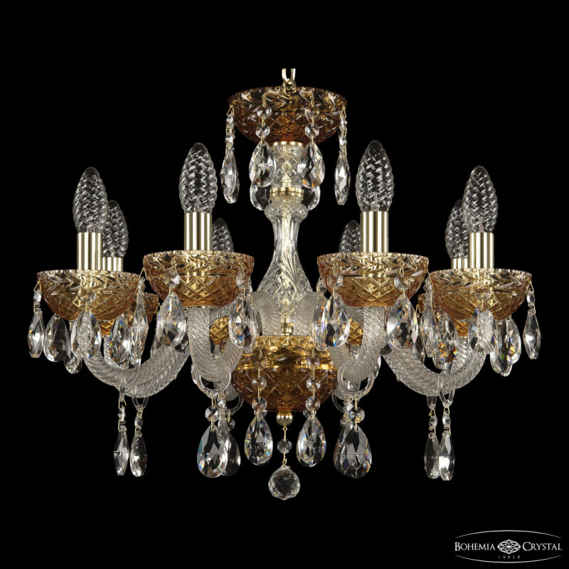Подвесная люстра Bohemia Ivele Crystal 5417 5417/8/165 G Amber/M-1F