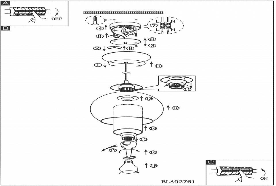 Подвесной светильник Eglo Bolsano 92761