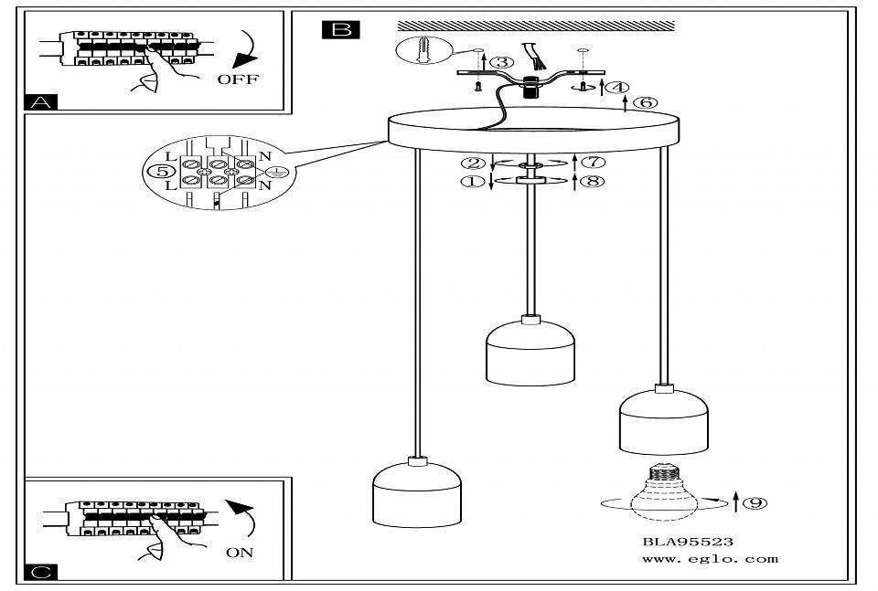 Подвесной светильник Eglo Silvares 3хE27 бетон серый 95523