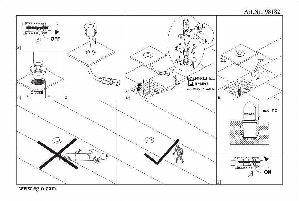 Светильник встраиваемый в грунт Eglo Tronto 98182