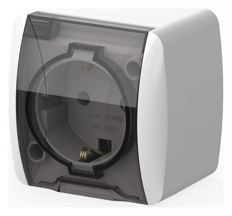 Розетка с заземлением с крышкой Elbi Eleсtriс Alsu 7 504-010215-218