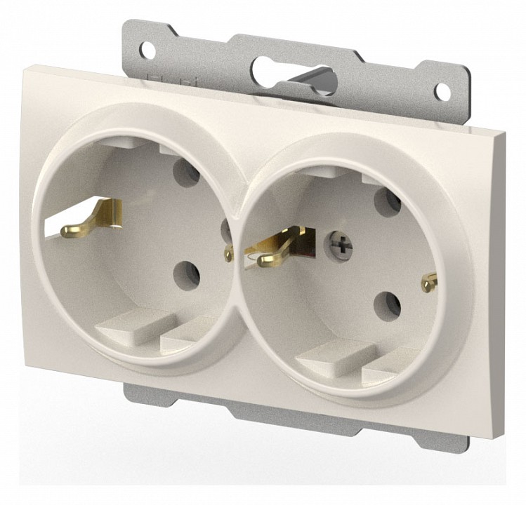 Розетка двойная с заземлением, без рамки Elbi Eleсtriс Zena Vega 609-010200-907