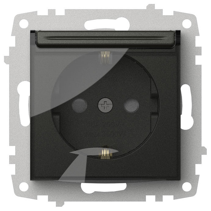 Розетка с заземлением и со шторкой, без рамки с крышкой Elbi Eleсtriс Zena Vega 609-011100-219