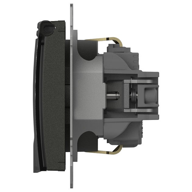 Розетка с заземлением и со шторкой, без рамки с крышкой Elbi Eleсtriс Zena Vega 609-011100-219