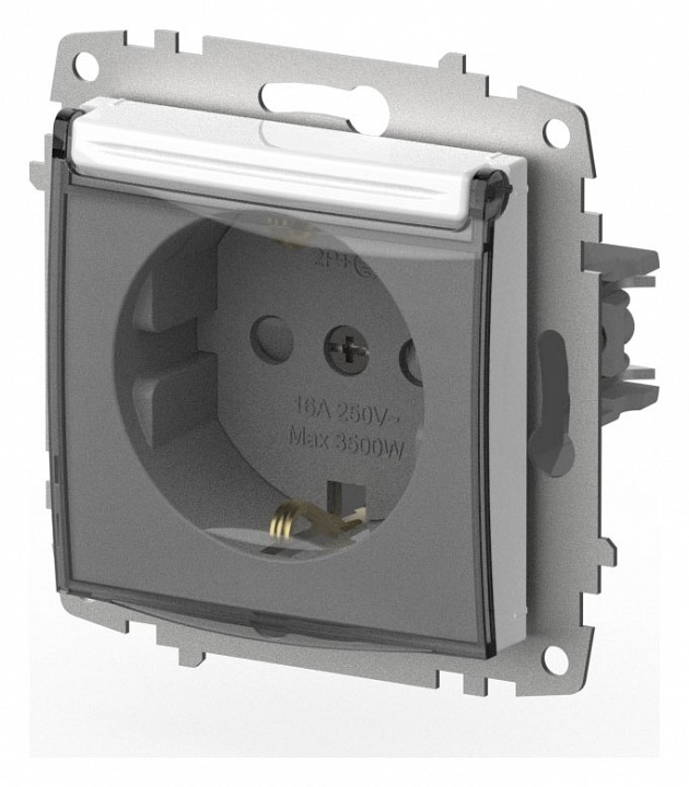 Розетка с заземлением и со шторкой, без рамки с крышкой Elbi Eleсtriс Zena Vega 609-015600-219