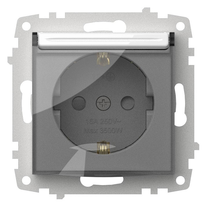 Розетка с заземлением и со шторкой, без рамки с крышкой Elbi Eleсtriс Zena Vega 609-015600-219