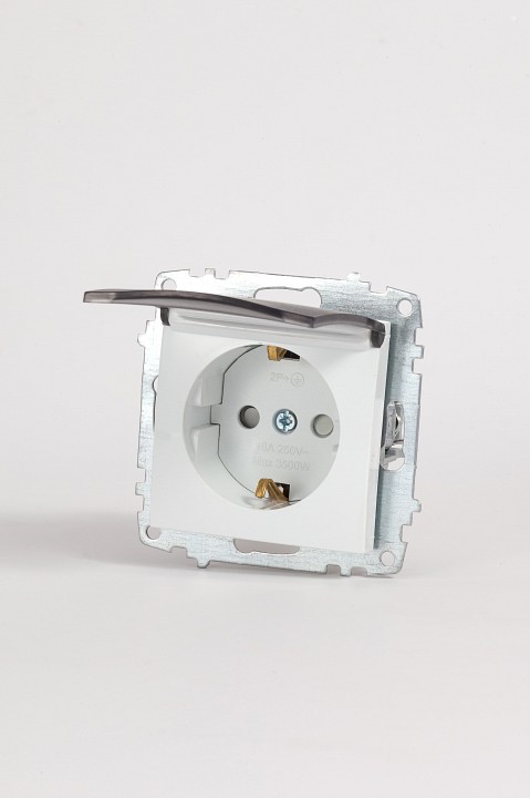 Розетка с заземлением и со шторкой, без рамки с крышкой Elbi Eleсtriс Zena Vega 609-015600-219