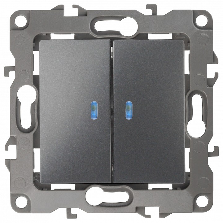 Выключатель двухклавишный с подсветкой без рамки Эра Эра 12 12-1105-12