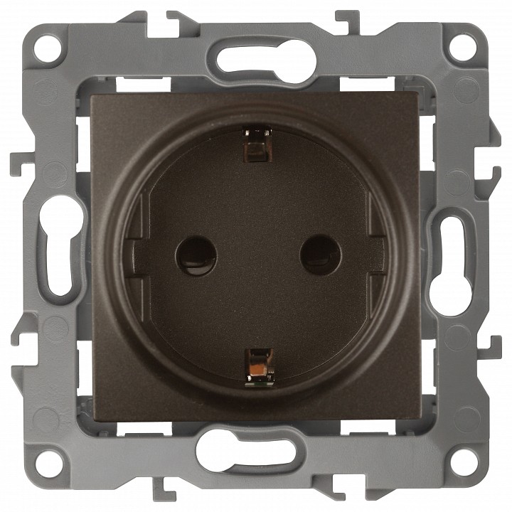 Розетка с заземлением и со шторкой, без рамки Эра Эра 12 12-2102-13