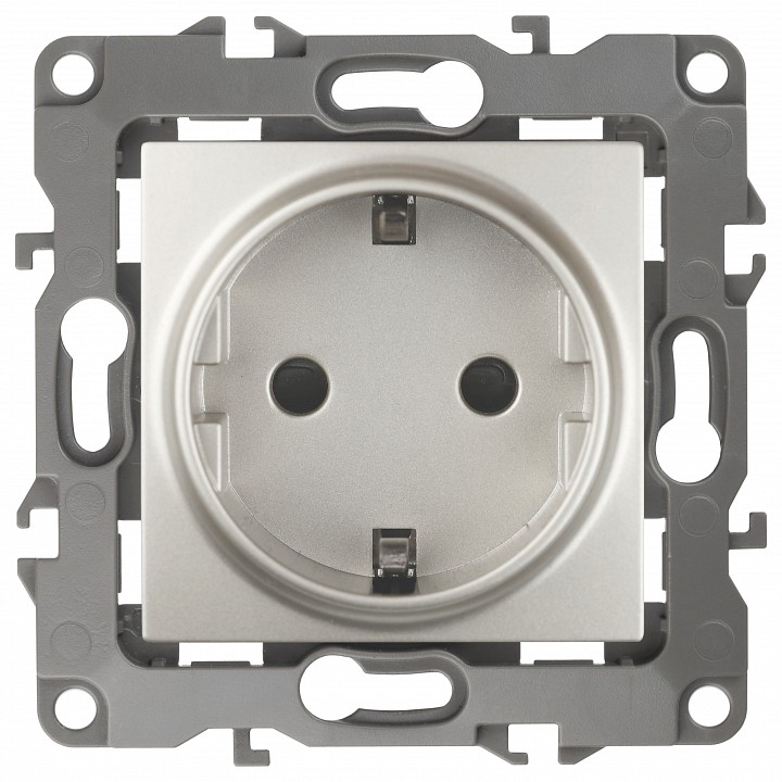 Розетка с заземлением и со шторкой, без рамки Эра Эра 12 12-2102-15