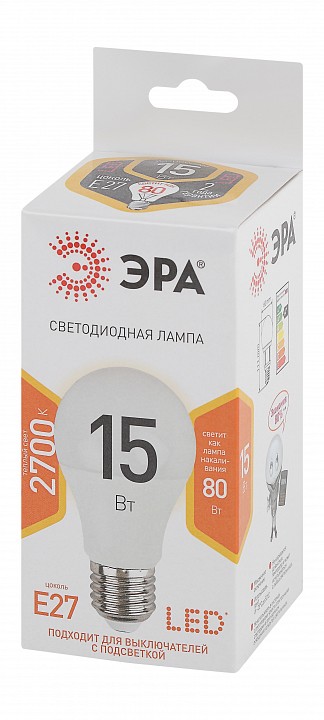 Лампа светодиодная Эра Стандарт LED A60-15W-827-E27