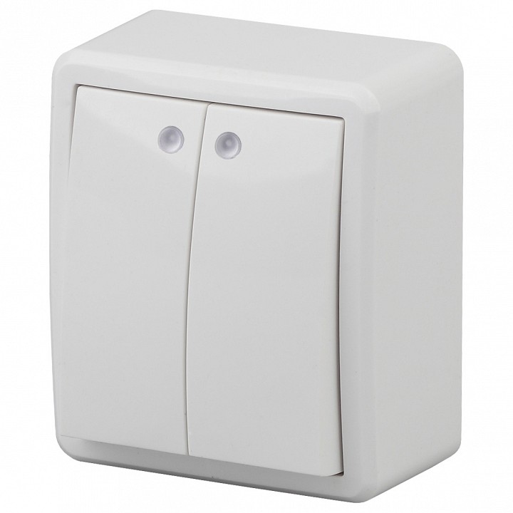 Выключатель двухклавишный с подсветкой Эра Эра Эксперт 11-1205-01