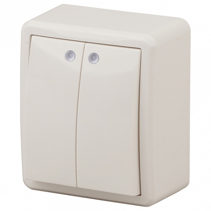 Выключатель двухклавишный с подсветкой Эра Эра Эксперт 11-1205-02