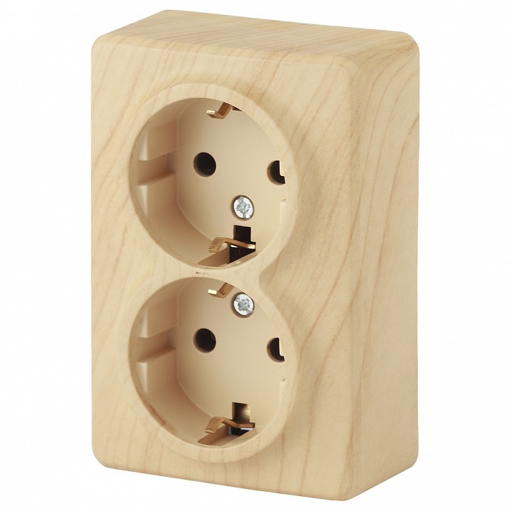 Розетка двойная с заземлением и со шторкой Эра Эра Эксперт 11-2206-11