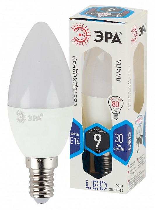 Лампа светодиодная Эра Стандарт LED B35-9W-840-E14