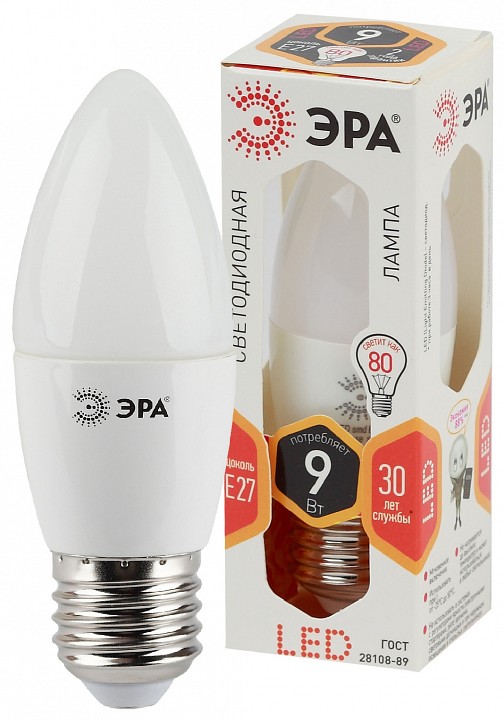 Лампа светодиодная Эра Стандарт LED B35-9W-827-E27