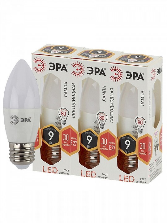 Лампа светодиодная Эра Стандарт LED B35-9W-827-E27
