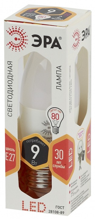 Лампа светодиодная Эра Стандарт LED B35-9W-827-E27