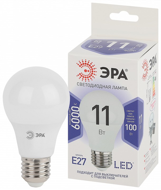 Лампа светодиодная Эра Стандарт LED A60-11W-860-E27