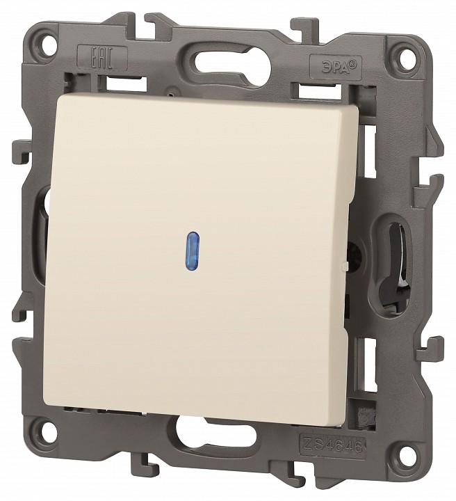 Выключатель одноклавишный с подсветкой без рамки Эра Эра Elegance 14-1102-02