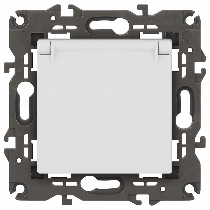 Розетка с заземлением и со шторкой, без рамки с крышкой Эра Эра Elegance 14-2103-01