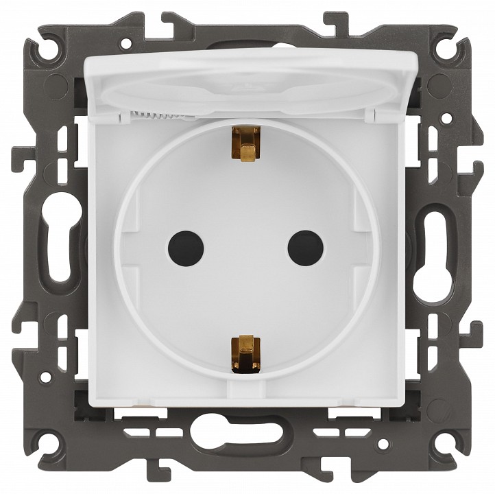 Розетка с заземлением и со шторкой, без рамки с крышкой Эра Эра Elegance 14-2103-01