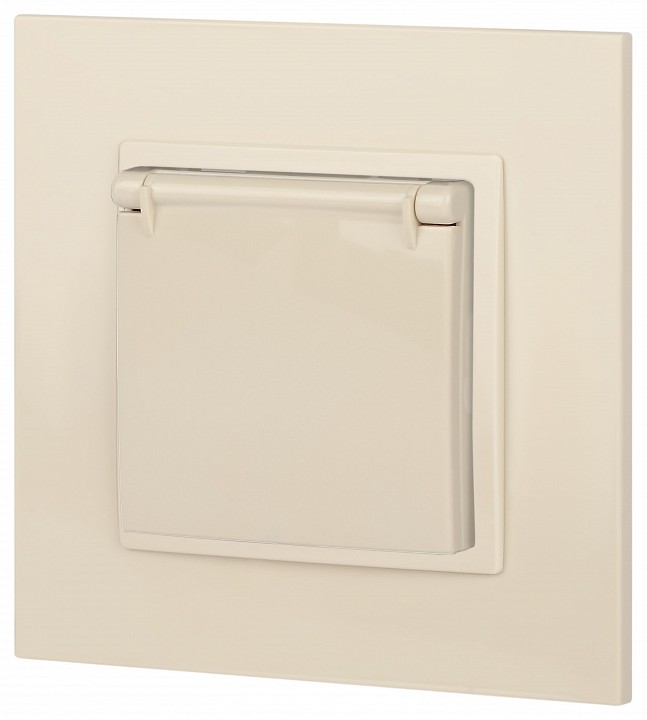 Розетка с заземлением и со шторкой, без рамки с крышкой Эра Эра Elegance 14-2103-02