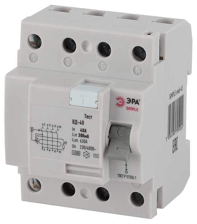 Устройство защитного отключения 4P Эра ВД-40 SIMPLE-mod-53