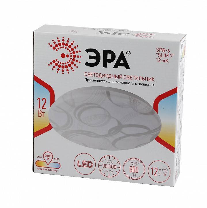Накладной светильник ЭРА Slim 7 SPB-6 Slim 7 12-4K