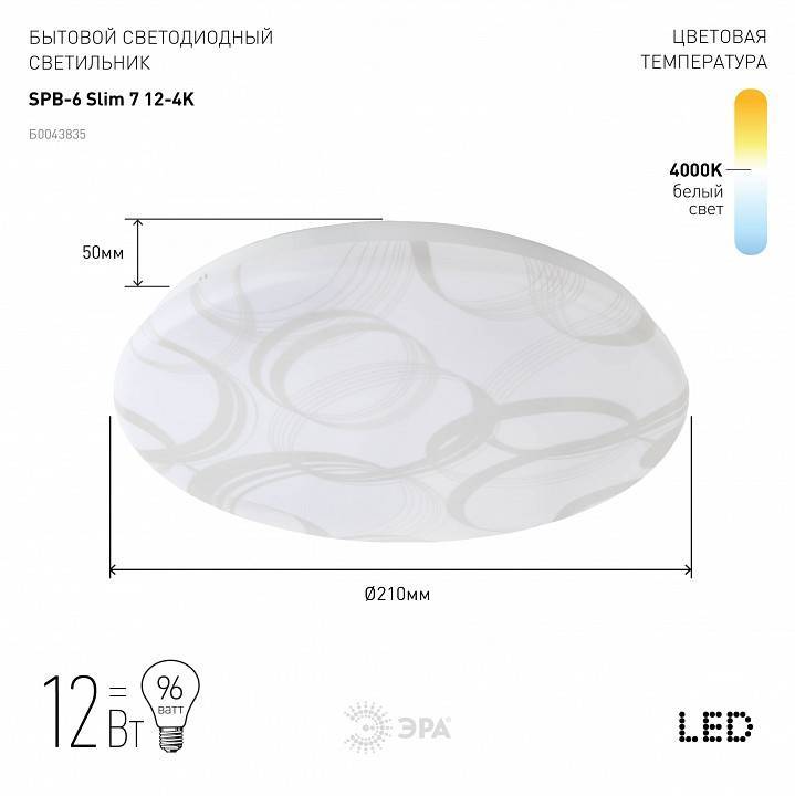 Накладной светильник ЭРА Slim 7 SPB-6 Slim 7 12-4K