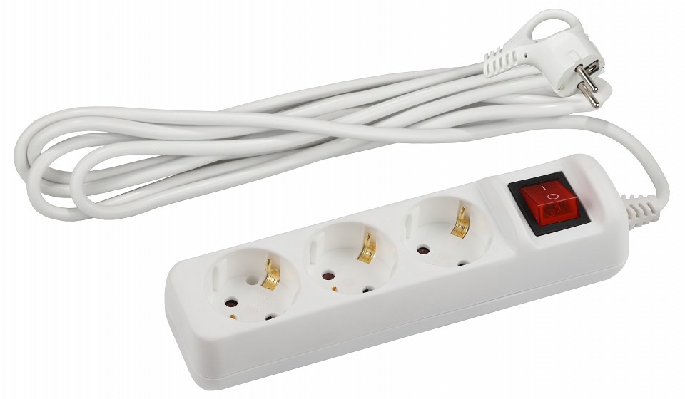 Удлинитель с выключателем ЭРА U-3es-3m 3 розетки 3 м 3х1.5 мм² U-3es-3m-3x1,5
