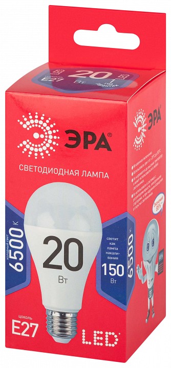 Лампа светодиодная Эра  E27 20Вт 6500K LED A65-20W-865-E27 R