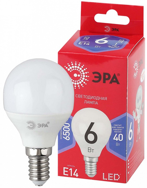 Лампа светодиодная Эра  LED P45-6W-865-E14 R