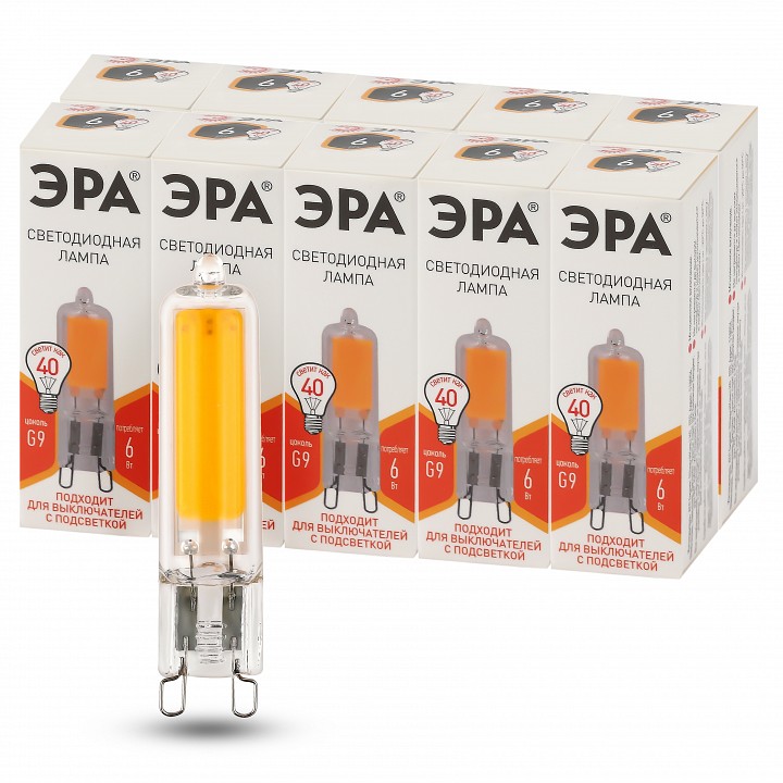 Лампа светодиодная Эра G9 6 Вт 2700 K LED JCD-6W-GL-827-G9