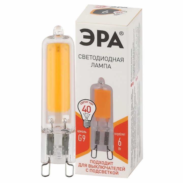 Лампа светодиодная Эра G9 6 Вт 2700 K LED JCD-6W-GL-827-G9