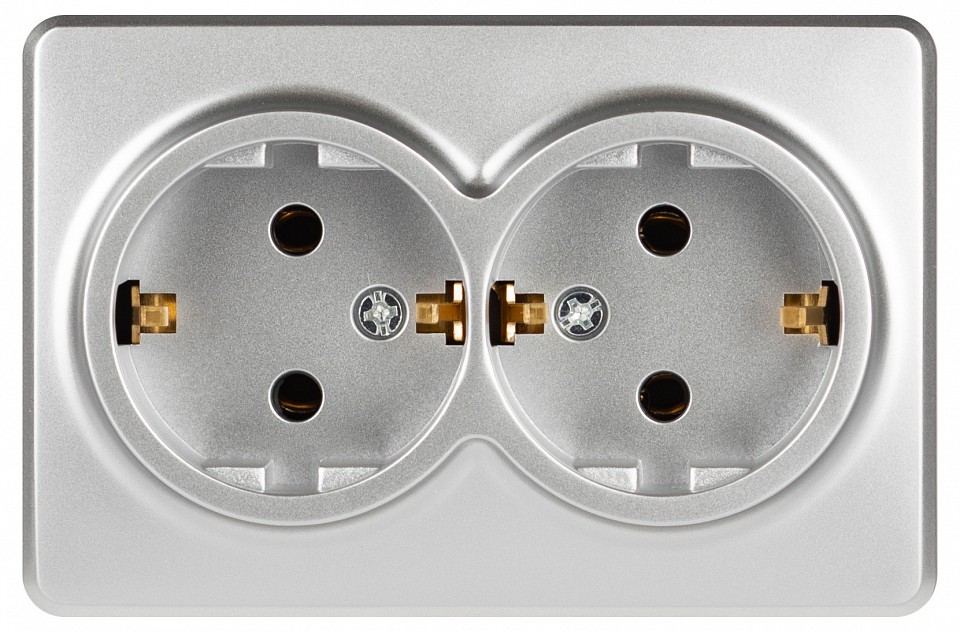 Розетка двойная с заземлением и со шторкой Эра Эра Эксперт 11-2205-03