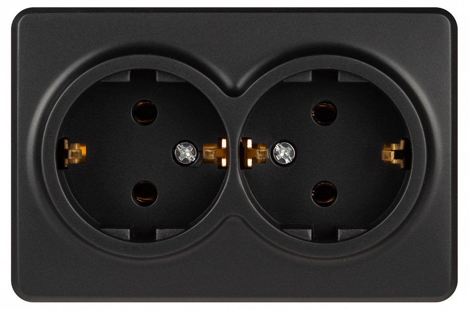 Розетка двойная с заземлением и со шторкой Эра Эра Эксперт 11-2205-05