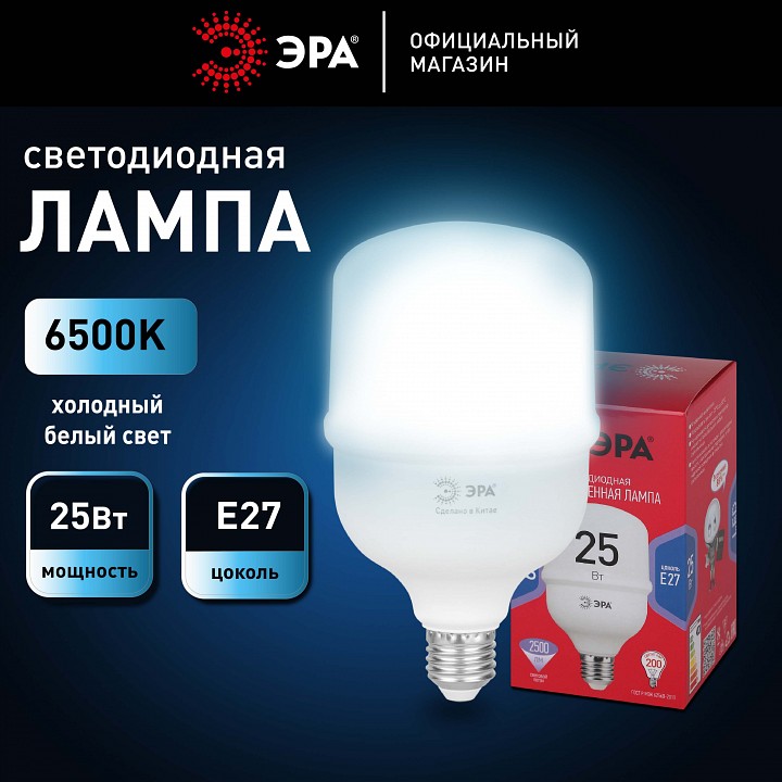 Лампа светодиодная Эра  LED POWER T70-25W-6500-E27 R