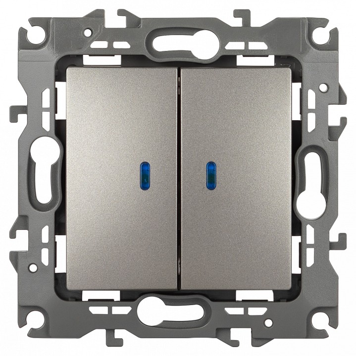 Выключатель двухклавишный с подсветкой без рамки Эра Эра 12 12-1105-16