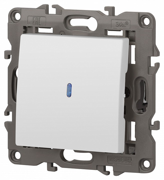 Выключатель одноклавишный с подсветкой без рамки Эра Эра Elegance 14-1102-01М