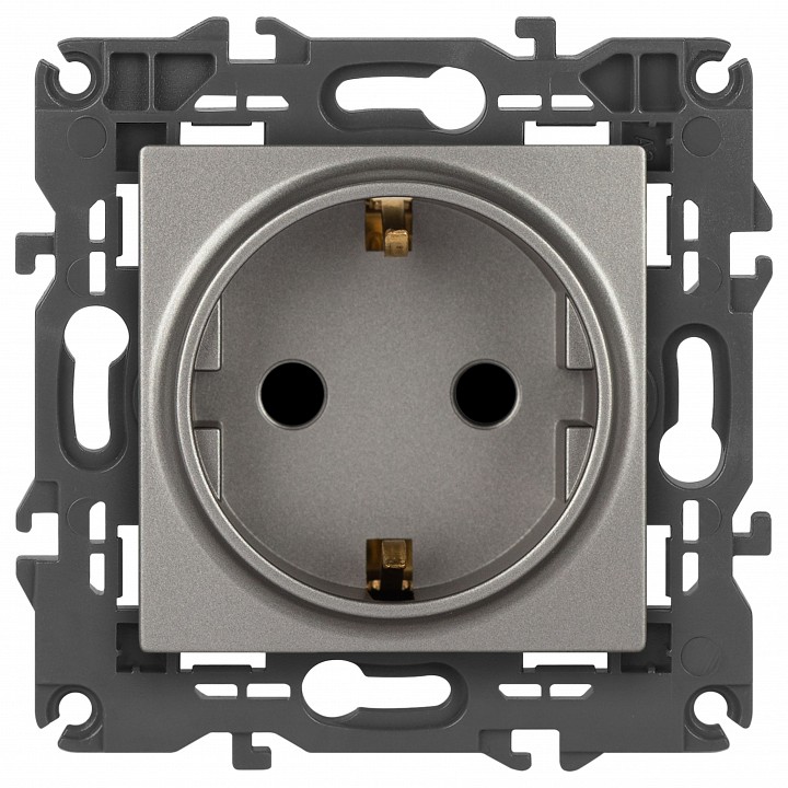 Розетка с заземлением и со шторкой, без рамки Эра Эра Elegance 14-2102-16