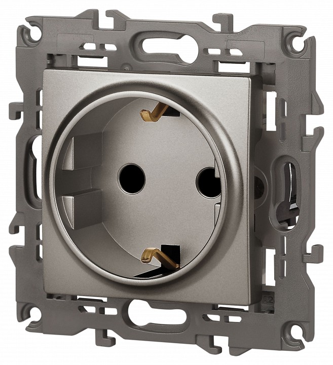 Розетка с заземлением и со шторкой, без рамки Эра Эра Elegance 14-2102-16